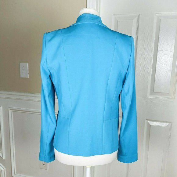 CALVIN KLEIN Blue Open Front Polyester Stretch Lined Open Front Blazer - Picture 4 of 6